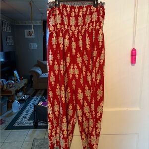 SHEIN Red Floral Women's Trousers